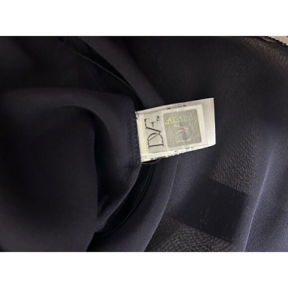 Diane Von Furstenberg Navy 100% Silk Mock Neck Long Sleeve Blouse Size 12 NWT! - Picture 7 of 9